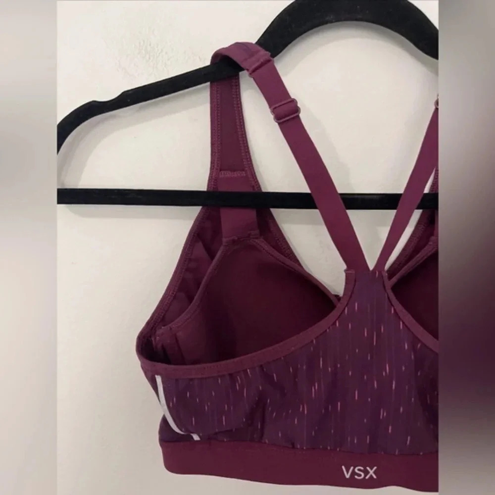 Victoria’s Secret VSX Sport Bra 34B Purple Front Closure Zip Underwire Racerback - Picture 7 of 15